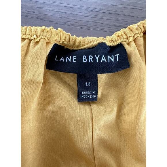 Lane Bryant Womens Mustard Yellow Chevron Textured Loose Fit Blouse Size 14 - Picture 9 of 11